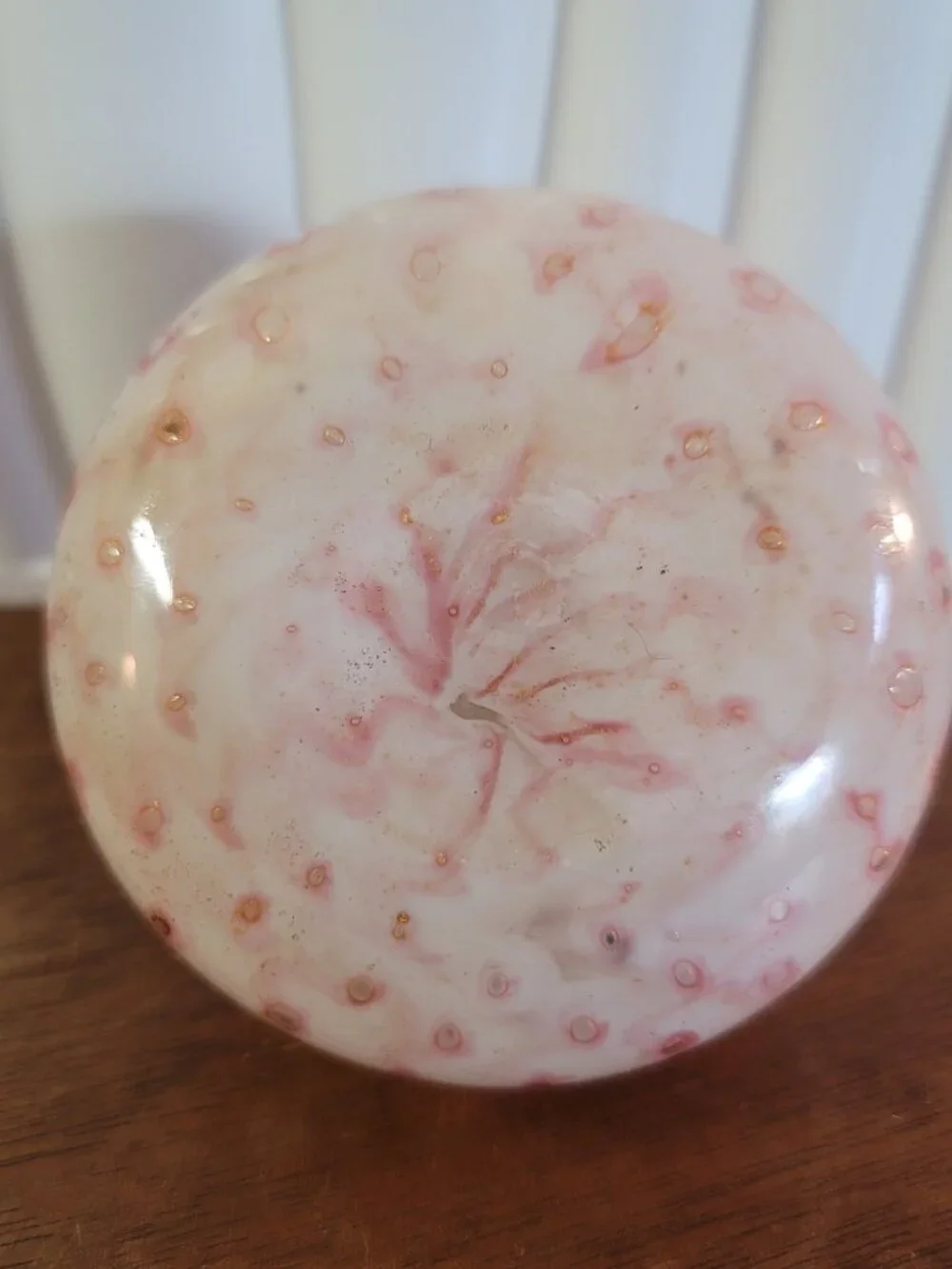 Rare Victorian Antique Blown Opalescent Polka Dot Glass Oil Lamp